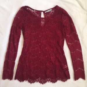 Red/Burgandy Lace Long Sleeve Blouse